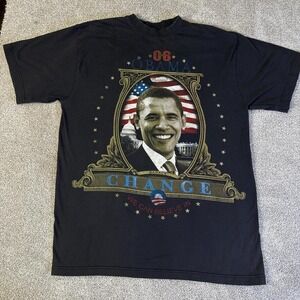 2008 Barack Obama Change T-Shirt 2X Black Doctor Hood Graphic